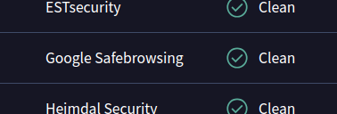 Google Safebrowsing is green