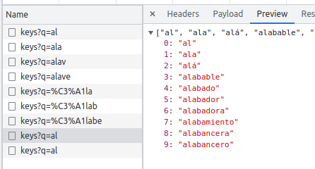 Detalle del endpoint de autocompletado